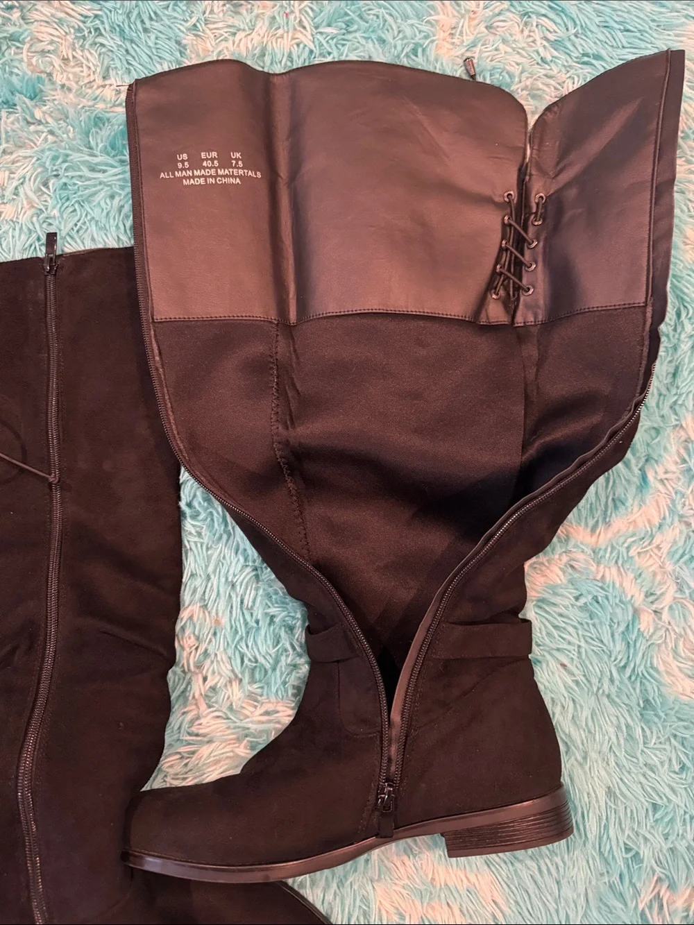 Women's Black Knee-High Riding Boots - Classic Buckle Detail